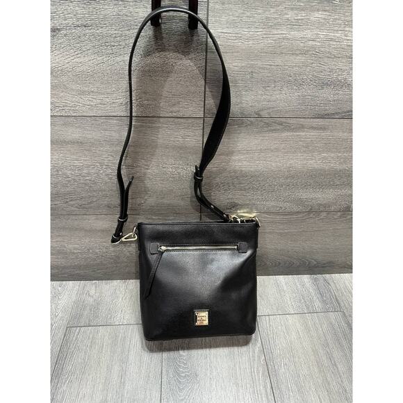 Dooney & Bourke Saffiano Black Leather Zip Crossbody Shoulder Bag B000478 - Picture 3 of 16